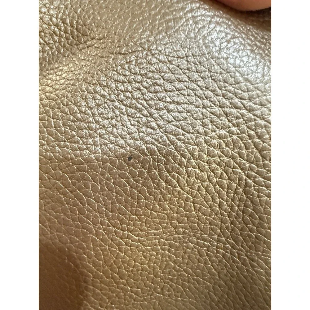 Tignanello Metallic Gold 100% Pebbled Genuine Leather Hobo Crossbody Metallic